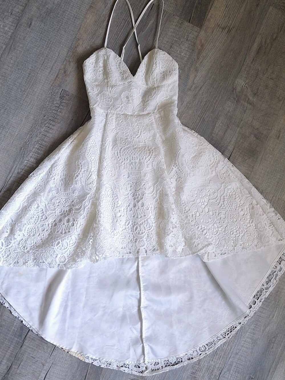 Two Sisters The Label White Lace High Low Dress
